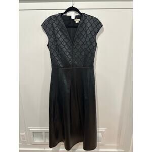 Shoshanna Vegan Leather Cap Sleeve Midi Dress Size 6